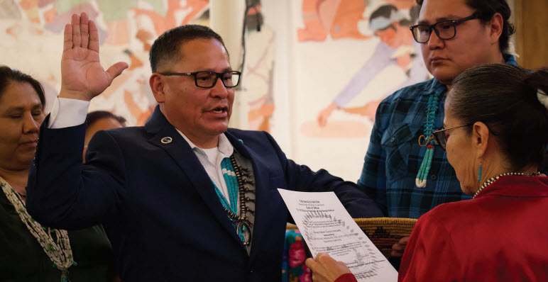 Council Delegate Lester Yazzie sworn in on the opening day of the 2024...