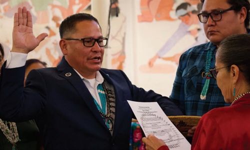 Council Delegate Lester Yazzie sworn in on the opening day of the 2024...
